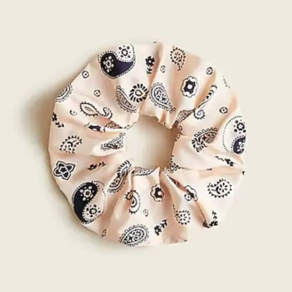 J. Crew Oversized Silk Scrunchie in Paisley Pink